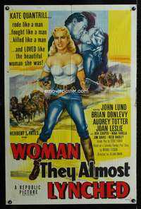 c037 WOMAN THEY ALMOST LYNCHED one-sheet movie poster '53 Audrey Totter