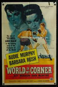 c033 WORLD IN MY CORNER one-sheet movie poster '56 boxing Audie Murphy!