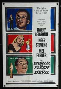 c032 WORLD, THE FLESH & THE DEVIL one-sheet movie poster '59 Belafonte