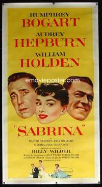 d026 SABRINA linen three-sheet movie poster '54 Audrey Hepburn,Bogart,Holden