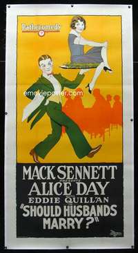 d027 SHOULD HUSBANDS MARRY linen three-sheet movie poster '24 Alice Day