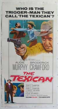 d033 TEXICAN linen three-sheet movie poster '66 Audie Murphy, Brod Crawford