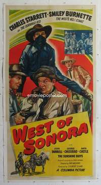 d034 WEST OF SONORA linen three-sheet movie poster '48 Starrett as Durango Kid