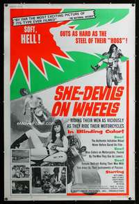 d139 SHE-DEVILS ON WHEELS Forty by Sixty movie poster '68 Herschell Lewis