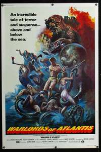d145 WARLORDS OF ATLANTIS Forty by Sixty movie poster '78 cool sci-fi artwork!