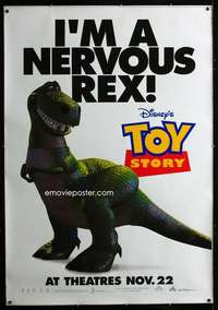d076 TOY STORY T-rex DS bus stop movie poster '95 Disney & Pixar!