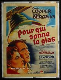 d047 FOR WHOM THE BELL TOLLS linen French one-panel movie poster '43 Grinsson