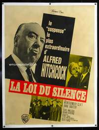 d054 I CONFESS linen French one-panel movie poster R60s Hitchcock shown!