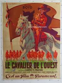 d068 TEXAS TRAIL linen French one-panel movie poster '37 Hopalong Cassidy