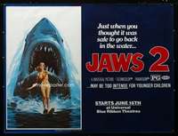 d089 JAWS 2 blue subway movie poster '78 classic shark image!
