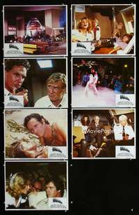e204 AIRPLANE 7 int'l movie lobby cards '80 Lloyd Bridges, Flying High!