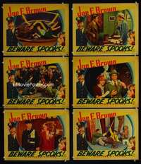 e335 BEWARE SPOOKS 6 movie lobby cards '39 Joe E. Brown, Mary Carlisle