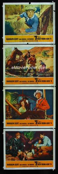 f004 7 MEN FROM NOW 4 movie lobby cards '56 Randolph Scott, Boetticher