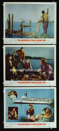 f223 ADVENTURES OF HUCKLEBERRY FINN 3 movie lobby cards '60 Mark Twain