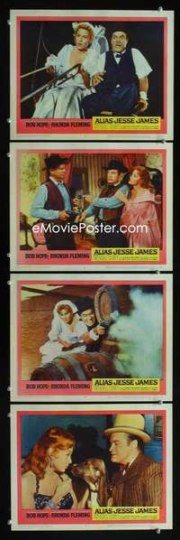 f008 ALIAS JESSE JAMES 4 movie lobby cards '59 Bob Hope, Rhonda Fleming
