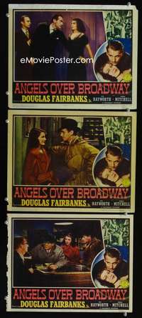 f231 ANGELS OVER BROADWAY 3 movie lobby cards '40 Hayworth, Fairbanks