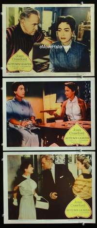 f233 AUTUMN LEAVES 3 movie lobby cards '56 Joan Crawford, Robertson