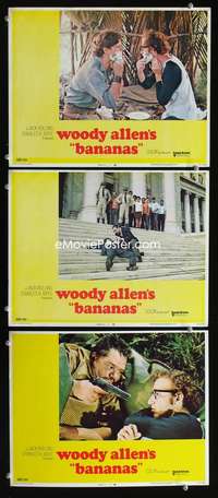 f235 BANANAS 3 movie lobby cards '71 Woody Allen, Howard Cosell