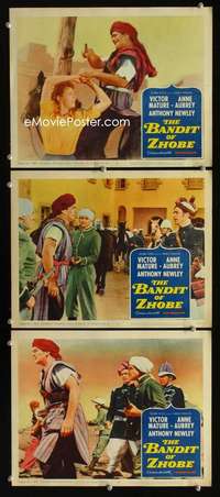 f236 BANDIT OF ZHOBE 3 movie lobby cards '59 Victor Mature, Anne Aubrey