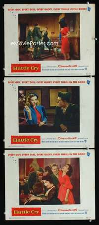 f239 BATTLE CRY 3 movie lobby cards '55 Van Heflin, Tab Hunter, WWII