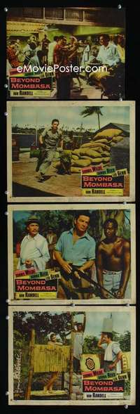 f022 BEYOND MOMBASA 4 movie lobby cards '57 Cornel Wilde, Donna Reed