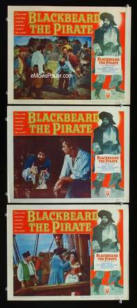 f250 BLACKBEARD THE PIRATE 3 movie lobby cards '52 Robert Newton