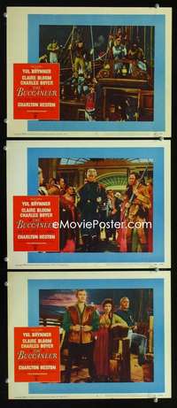 f254 BUCCANEER 3 movie lobby cards '58 Yul Brynner, Charlton Heston