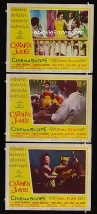 f260 CARMEN JONES 3 movie lobby cards '54 Harry Belafonte, Dandridge