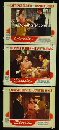 f261 CARRIE 3 movie lobby cards '52 Laurence Olivier, Jennifer Jones
