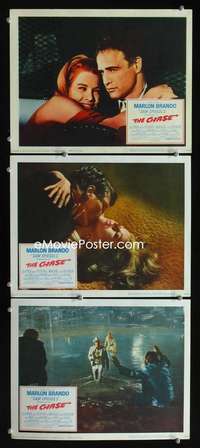 f269 CHASE 3 movie lobby cards '66 Marlon Brando,Jane Fonda,Dickinson