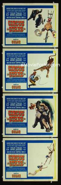 f040 CIRCUS STARS 4 movie lobby cards '60 cool wild animal artwork!