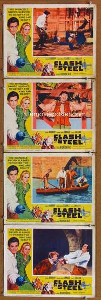 f042 CLASH OF STEEL 4 movie lobby cards '62 Gerard Barray, Canale