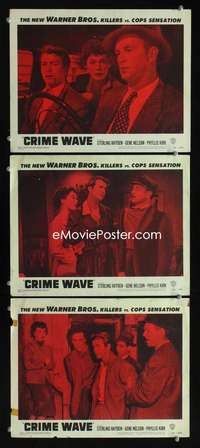 f282 CRIME WAVE 3 movie lobby cards '53 scream baby - I don't mind!