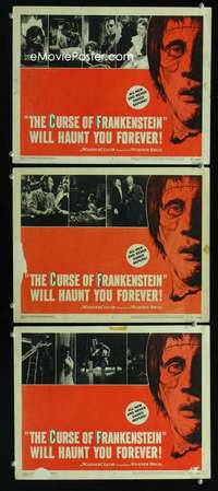 f284 CURSE OF FRANKENSTEIN 3 movie lobby cards '57 Peter Cushing