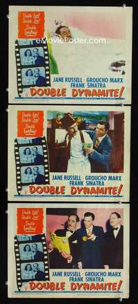 f293 DOUBLE DYNAMITE 3 movie lobby cards '52 Groucho Marx, Sinatra