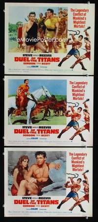 f296 DUEL OF THE TITANS 3 movie lobby cards '63 Hercules vs Tarzan!