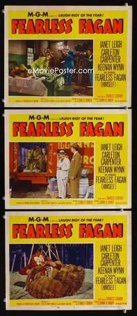 f305 FEARLESS FAGAN 3 movie lobby cards '52 Janet Leigh, Carpenter