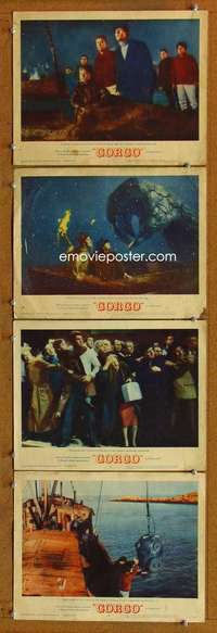 f072 GORGO 4 movie lobby cards '61 Bill Travers vs giant monster!
