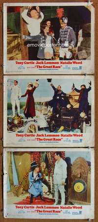 f325 GREAT RACE 3 movie lobby cards '65 Curtis, Lemmon, Natalie Wood