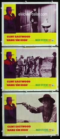 f327 HANG 'EM HIGH 3 movie lobby cards '68 Clint Eastwood classic!