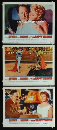 f328 HAPPY THIEVES 3 movie lobby cards '62 Rita Hayworth, Rex Harrison