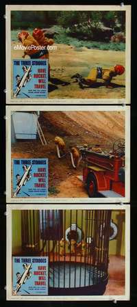 f332 HAVE ROCKET WILL TRAVEL 3 movie lobby cards '59 The Three Stooges!