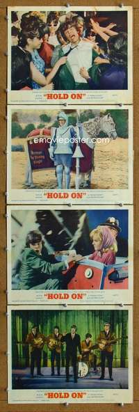 f079 HOLD ON 4 movie lobby cards '66 rock & roll, Herman's Hermits!