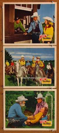 f335 HOME IN OKLAHOMA 3 movie lobby cards '46 Roy Rogers, Dale Evans