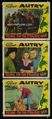 f337 HOME ON THE PRAIRIE 3 movie lobby cards '39 Gene Autry, Smiley