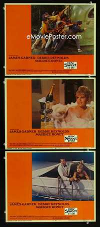 f338 HOW SWEET IT IS 3 movie lobby cards '68 Garner, Debbie Reynolds
