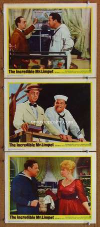 f345 INCREDIBLE MR LIMPET 3 movie lobby cards '64 wacky Don Knotts!