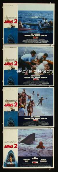 f091 JAWS 2 4 movie lobby cards '78 just when you thought it was safe!