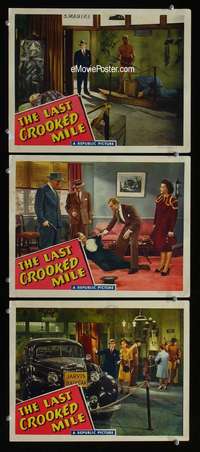 f361 LAST CROOKED MILE 3 movie lobby cards '46 Red Barry, Ann Savage