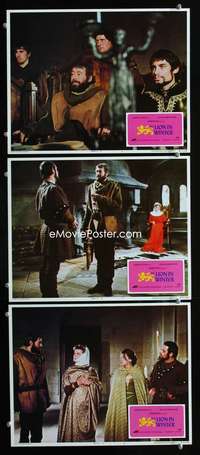 f368 LION IN WINTER 3 movie lobby cards R75 Kate Hepburn, Peter O'Toole